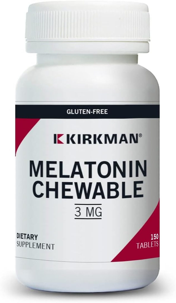 Kirkman - Melatonin 3mg - 150 Chewable Tablets - Refreshing Mint Flavor - Hypoallergenic
