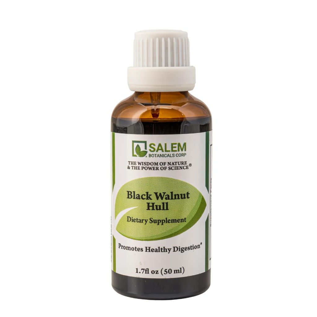 Salem Botanicals Black Walnut Hull Liquid Extract - Herbal Digestive Support Supplement | Supports Healthy Digestion & Gut Balance - 1.7 fl oz (50 ml)
