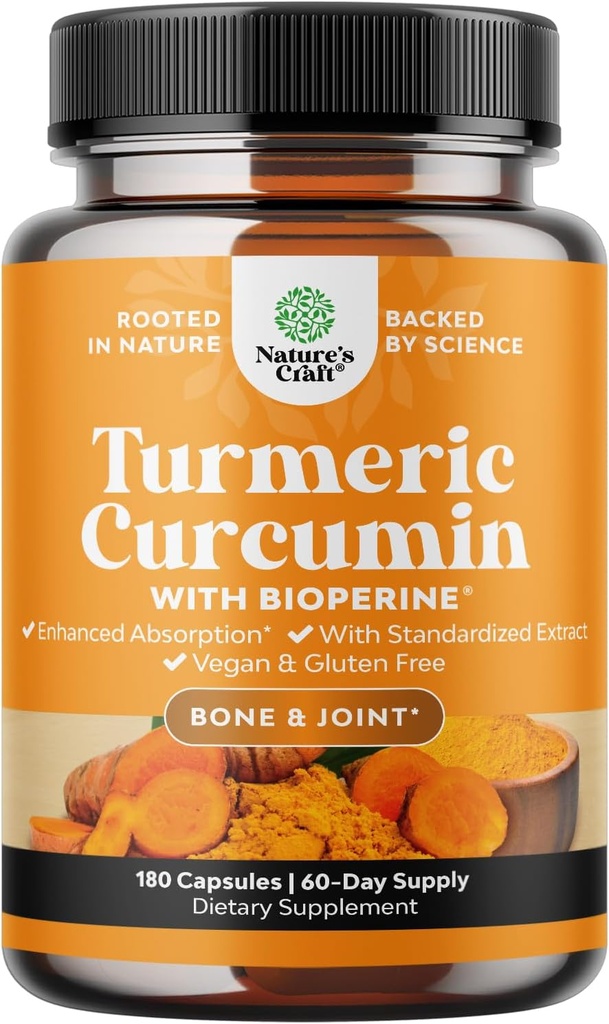 [BRSRMZA6B56AACLB] Turmeric Curcumin with Black Pepper Extract - Joint Health Turmeric Supplement with 95% Curcuminoids - Daily Joint Support Supplement with Turmeric Curcumin with Bioperine for Enhanced Absorption