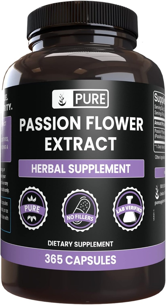 Pure Original Ingredients Passion Flower Extract (365 Capsules) No Magnesium Or Rice Fillers, Always Pure, Lab Verified