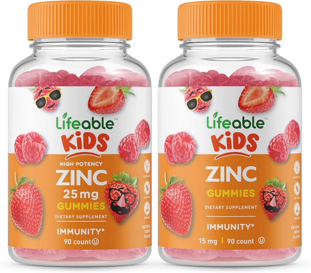 [BRSRMYIYDEPGG2D2] Lifeable Zinc 25mg Kids + Zinc Kids, Gummies Bundle - Great Tasting, Vitamin Supplement, Gluten Free, GMO Free, Chewable Gummy
