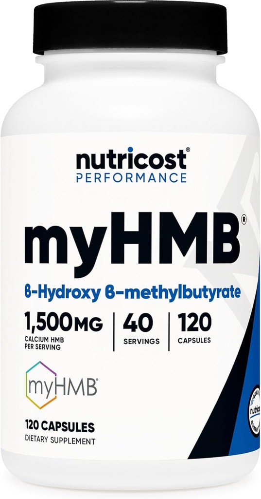 Nutricost myHMB Capsules 1,500MG Calcium HMB Per Serving, 120 Capsules, 40 Servings - Performance Line, Calcium B-Hydroxy B-Methylbutyrate Monohydrate
