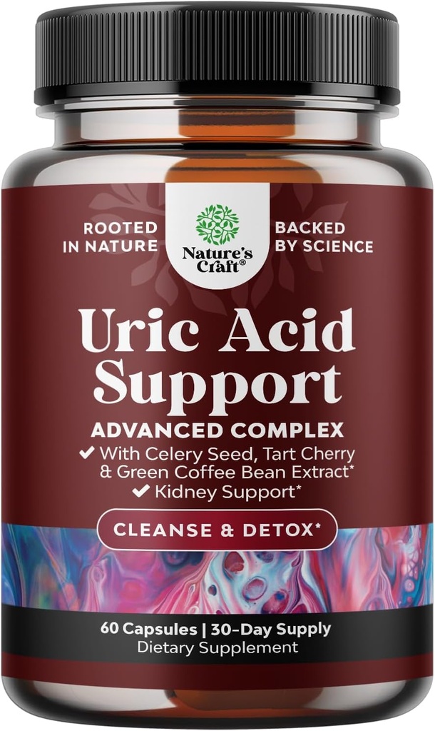 Green Coffee Bean Extract for Uric Acid Cleanse & Detox - Green Coffee Beans with Turmeric, Tart Cherry & Celery Seed for Adults - Daily Uric Acid Flush for Joints Support & Kidney Cleanser – 60 Ct