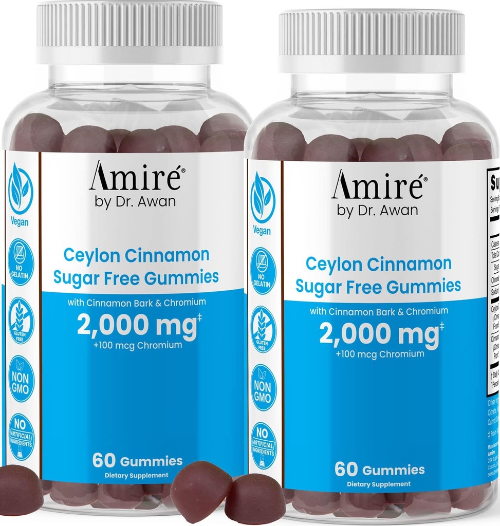 by Dr. Awan Sugar-Free Vegan Ceylon Cinnamon Gummies, Replace Ceylon Cinnamon Capsules & Pills, 120ct