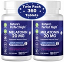 Nature's Perfect Night | Melatonin 20mg | 180 Quick Dissolve Tablets, 2-Pack | Natural Mixed Berry Flavor |High Potency | Sugar Free | Vegan | Gluten Free | 2 Count