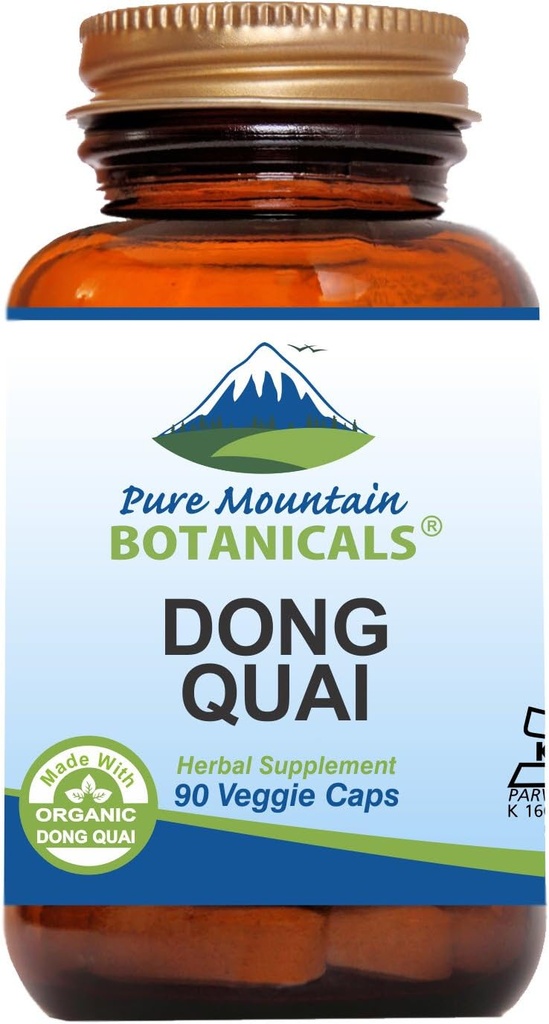 Pure Mountain Botanicals Dong Quai Capsules - Kosher Vegan Caps with 500mg Dong Quai Root Supplement