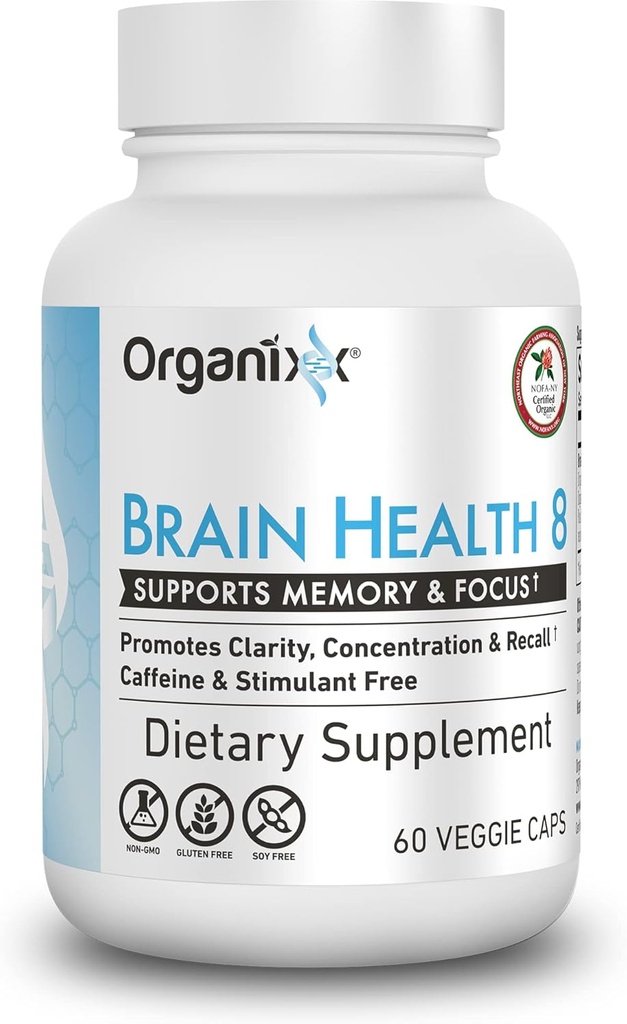 Organixx Ageless Brain Powerful Brain Health Supplement to Support Brain Function, Clarity, Focus, Re-Energize Brain Cells, Helps Promote a Balanced Mood, Gluten Free, Non GMO, 60 Vegetarian Capsules