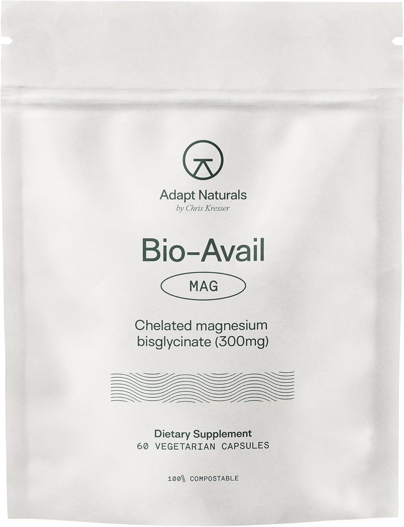 Adapt Naturals Magnesium Glycinate Supplement, Bioavailable High Absorption Pure Magnesium Chelate Complex, Supports Gut Health, Sleep, Relaxation, Bone and Muscles - 30 Days Supply