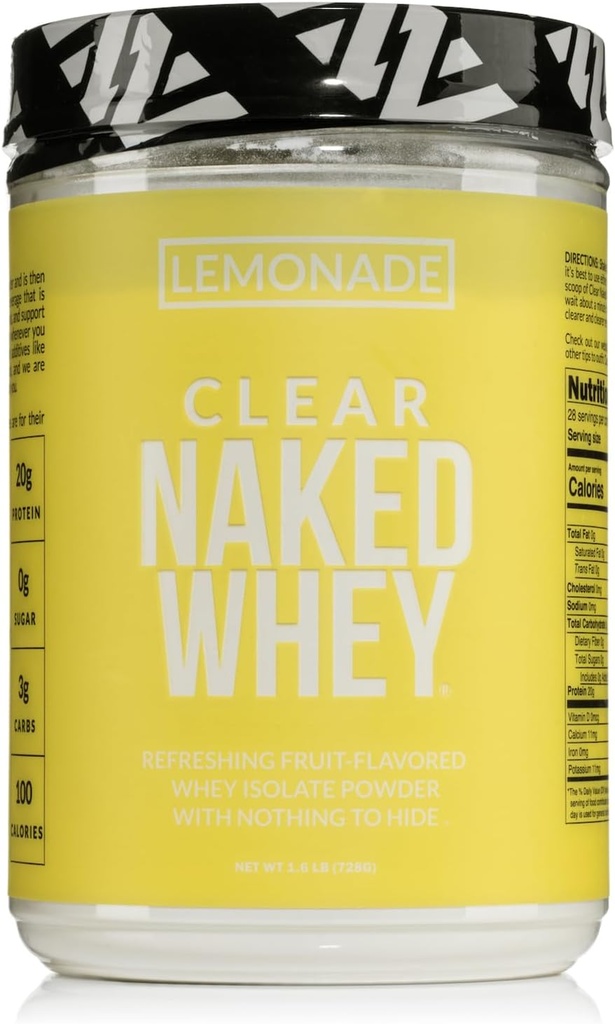 NAKED Clear Whey Protein Isolate, Lemonade Protein Powder Isolate, No Gmos Or Artificial Sweeteners, Gluten-Free, Soy-Free - 28 Servings