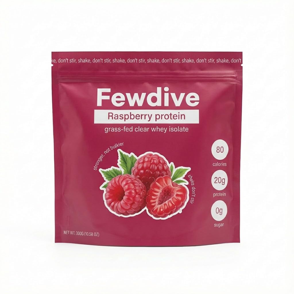 Clear Whey Isolate Protein Powder, Grass-Fed, 20g Protein, 0g Sugar, 80 Calories Per Serving, Gluten Free, Lactose Free Whey Protein Assorted Fruit Flavors Daily Nutritional Drink (Raspberry)