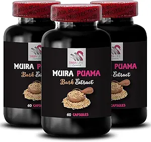 Energy Support - MUIRA PUAMA BARK EXTRACT - Herbal Power Source, Botanical Strength, Focus Support, Revive Blend, Energizing Source, Plant Vitality, Daily Power 3 Bottles 180 Capsules