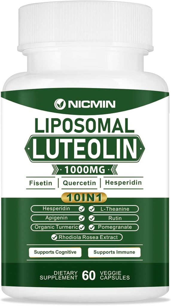 1000MG Liposomal Luteolin, Maximum Absorption, Potent Luteolin Supplement 60 Capsules