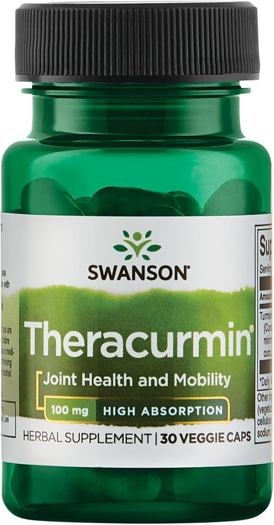 Swanson Theracurmin - Herbal Supplement Supporting Joint Health & Mobility - Formulated for High Absorption - (30 Capsules, 100mg Each)