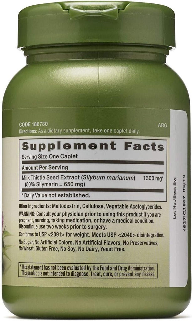 GNC Herbal Plus Milk Thistle 1300mg, Twin Pack, 60 Caplets Each, Supports Healthy Liver