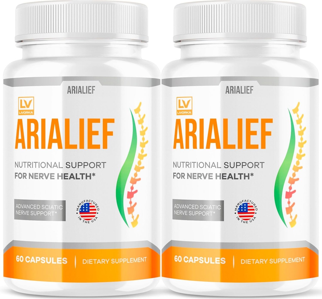 (2 Pack) Arialief Capsules for Sciatica, Arialeaf Nutritional Support for Nerve Health, Arialeaf Prime Palm Sciatica, Aria Leaf Primepalm Aria LIEF Vitamin, 2 Months