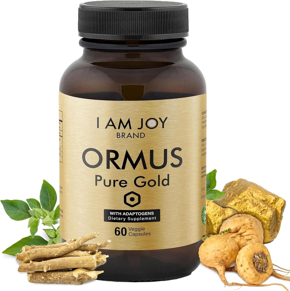 Ormus Gold Capsules Monoatomic Elements with Adaptogens Maca and Ashwaganda | May Help Balance Mood, Decalcify Pineal Gland, Repair DNA, Enhance Relaxation - 60 Vegan Capsules