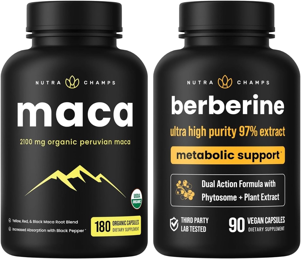 NutraChamps Complete Hormonal & Metabolic Support: Maca & Berberine Duo