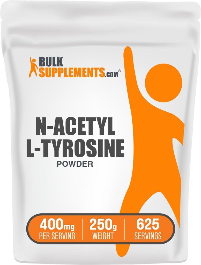BulkSupplements.com N-Acetyl L-Tyrosine Powder -Tyrosine Supplement, NALT Powder, Amino Acid Supplement - Unflavored & Gluten Free, 400mg per Serving, 250g (8.8 oz) (Pack of 1)