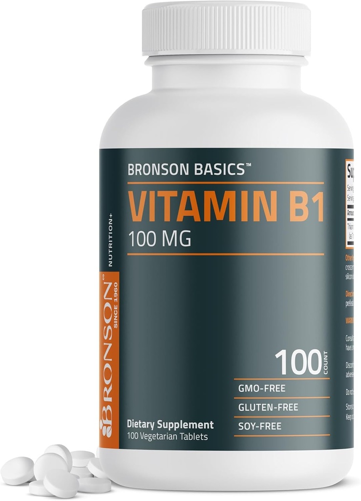 [BRSRAFABBYDREHLL] Bronson Vitamin B1 100mg, Non-GMO, 100 Vegetarian Tablets