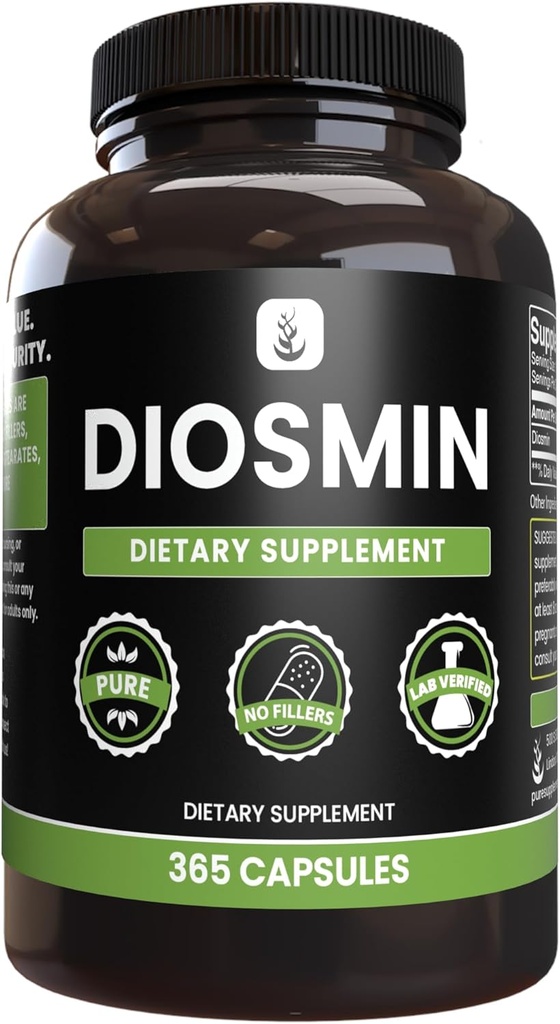 PURE ORIGINAL INGREDIENTS Diosmin (365 Capsules) No Magnesium Or Rice Fillers, Always Pure, Lab Verified