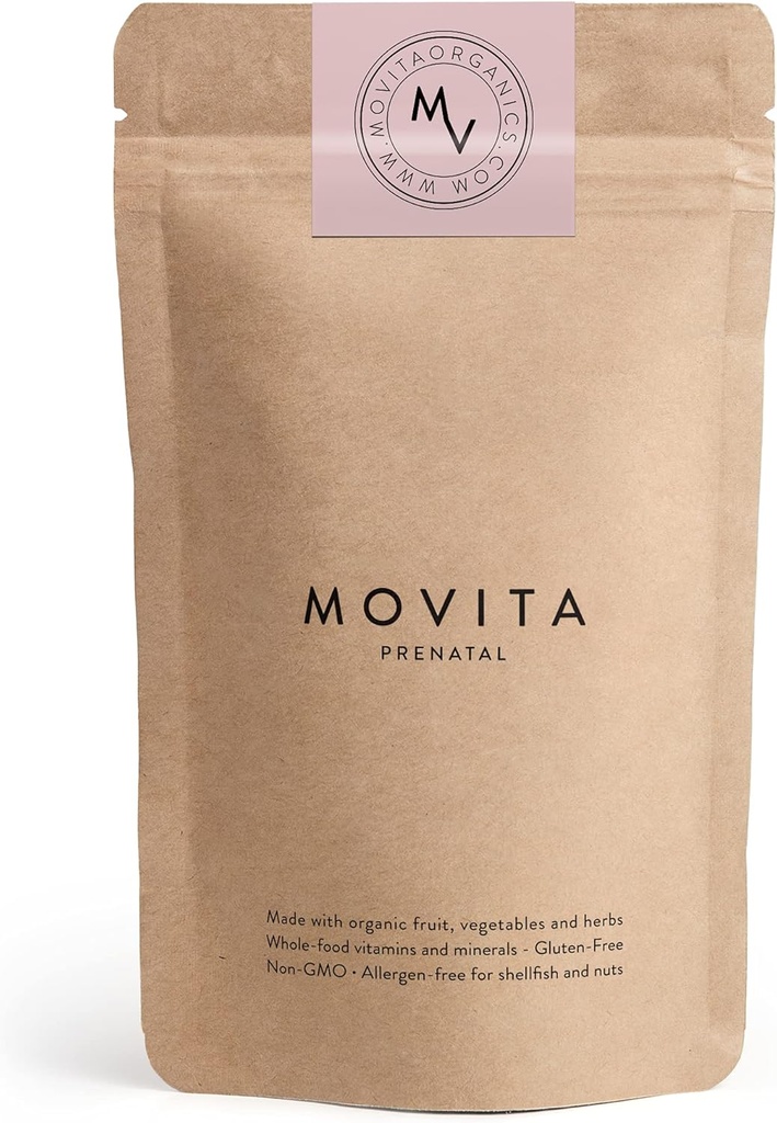 Movita Prenatal Multivitamin – Organic Fermented Whole Foods for Healthy Pregnancy, Fetal Development & Postnatal Support – Vegan, Gluten-Free, Non-GMO, 30-Day Supply (Eco-Friendly Refill Pouch)