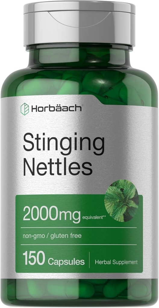 Horbäach Stinging Nettle Capsules 2000mg | 150 Count | Herbal Leaf Extract Supplement | Non-GMO, Gluten Free