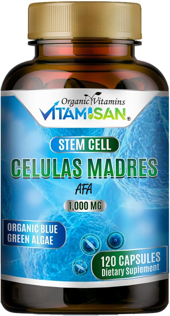 Celulas Madres AFA Stem Natural Cell 120 Capsules 1000 mg Blue Green Algae Non GMO Gluten Free Aphanizomenon Flos-aquae celula Madre suplement