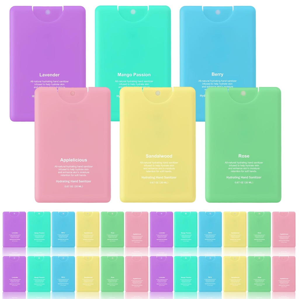 Dansib 24 Pack Hand Sanitizer Spray Bulk Travel Size Hand Sanitizer Employee Coworker Team Teacher Appreciation Gift Mini Pocket Spray Gifts for Women Student School Outdoor(Macaron Colors,Simple)