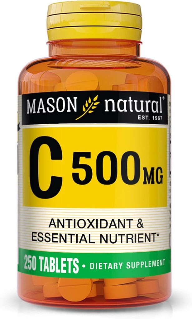 [BRSWI2QPAABQK3DY] MASON NATURAL Vitamin C 500 mg - Supports Healthy Immune System, Antioxidant and Essential Nutrient, 250 Tablets