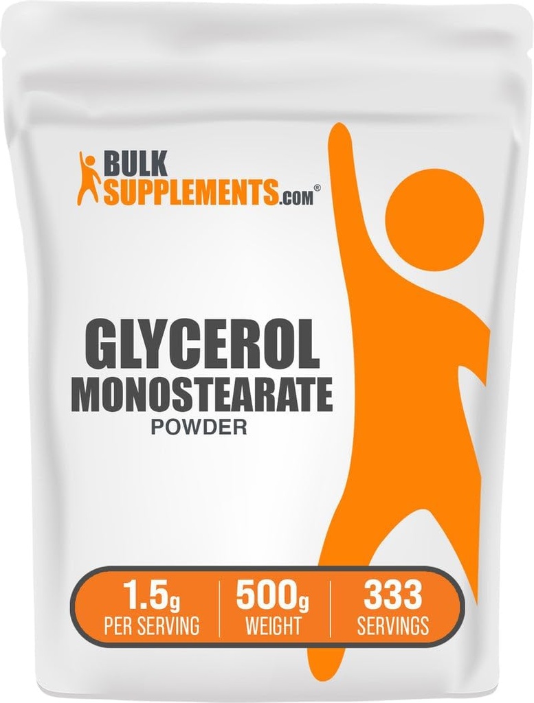 BulkSupplements.com Glycerol Monostearate Powder - Glycerol Supplement, GMS Powder - Unflavored, Food Grade & Gluten Free, 1.5g per Serving, 500g (1.1 lbs) (Pack of 1)