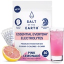 Salt of the Earth Premium Zero-Sugar Electrolyte - Made with Pink Himalayan Salt - Hydration Powder Packets | Premium Ingredients | Keto & Paleo Friendly | 30 Sticks, Pink Lemonade