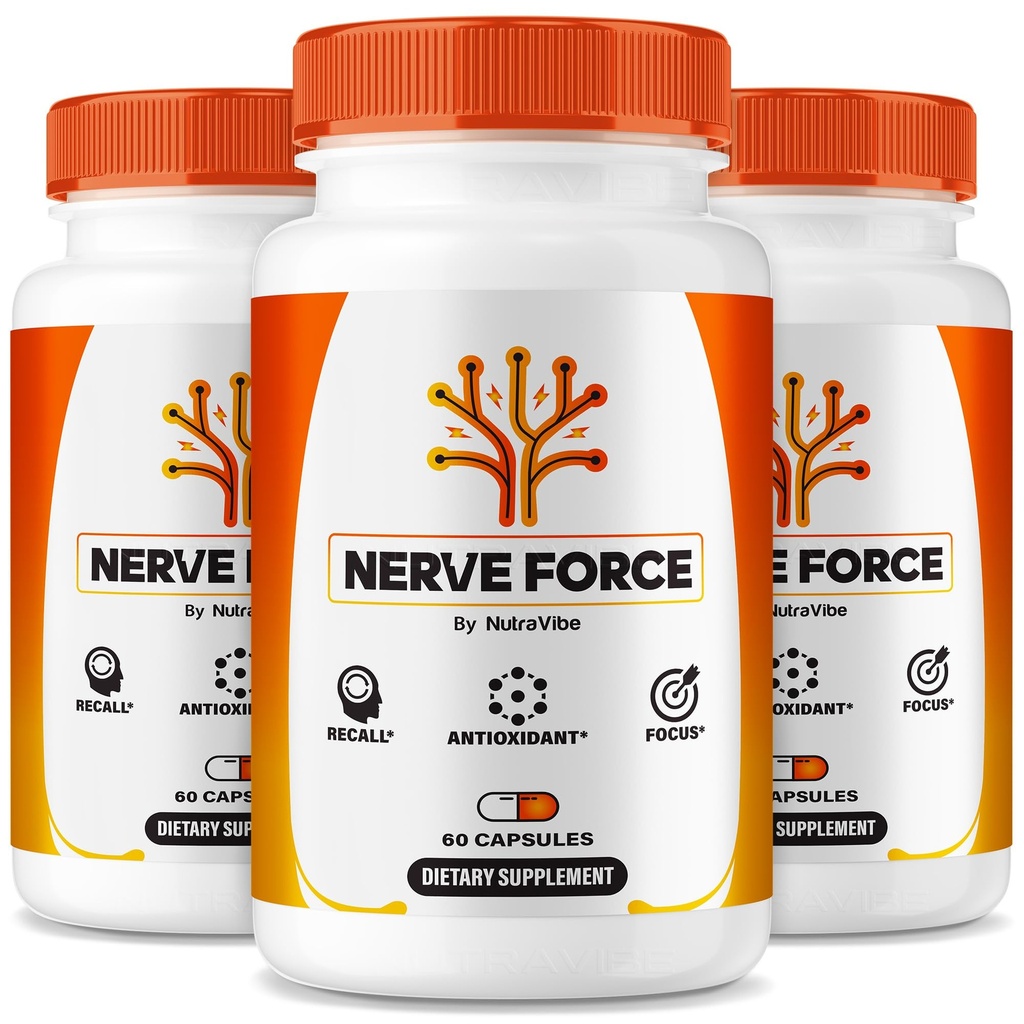 (3 Pack) Nerve Force – Premium Neuropathy Blend for Brain, Nerves & Concentration | NerveForce Capsulas for Memory, Focus & Clarity | Easy-to-Take for Daily Support, 90 Day Supply (180 Capsules)