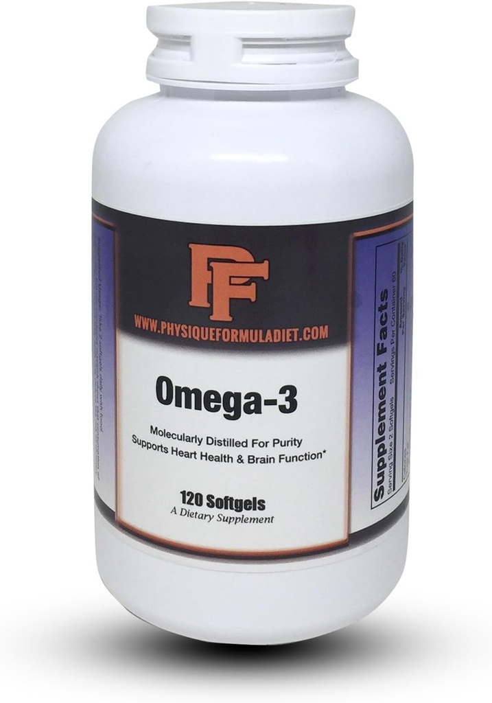 The Physique Formula Triple Strength Omega 3 Fish Oil Supplement with 2000 mg, 120 Softgels