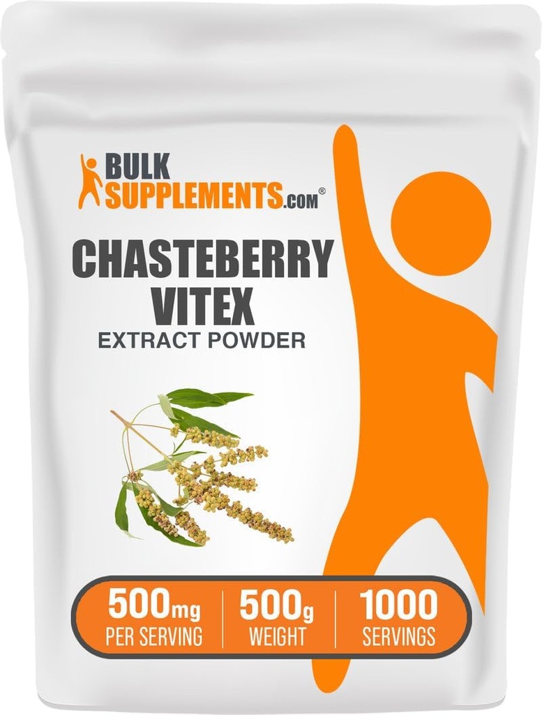 BulkSupplements.com Chasteberry Extract Powder - from Vitex Berry, Herbal Supplement - Vegan & Gluten Free, 500mg per Serving, 500g (1.1 lbs) (Pack of 1)