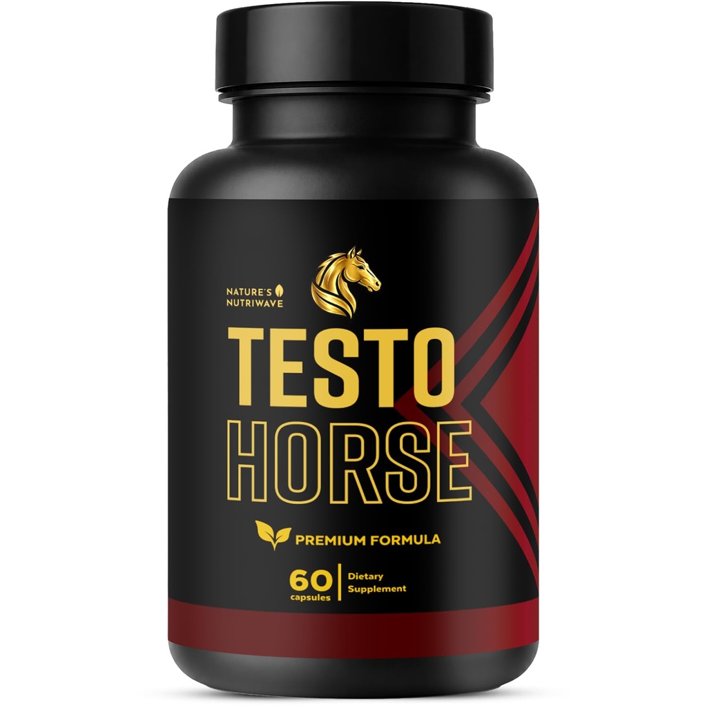 TestoHorse – Daily Botanical Supplement with Tongkat Ali, Horny Goat Weed, Saw Palmetto, Nettle & Boron – Non-GMO, Stimulant-Free Formula – Made in USA – 60 Capsules, 30 Day Supply , 1 Month Supply