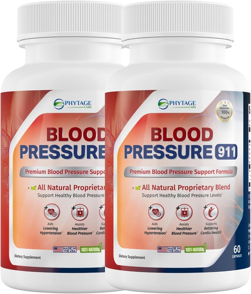 Blood Pressure 911 Premium Supplement - BP Support Pills. 2 Pack
