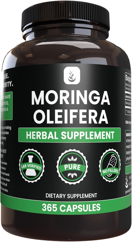 Pure Original Ingredients Moringa (365 Capsules) No Magnesium Or Rice Fillers, Always Pure, Lab Verified