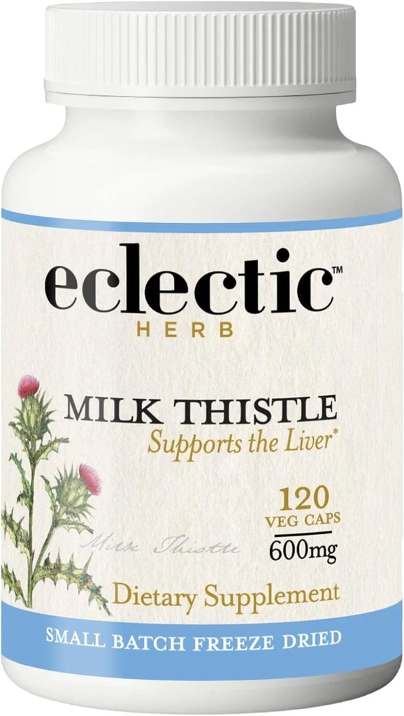 [BRSWIYQAO5YQOGD2] Eclectic Herb - Premium Freeze Dried Milk Thistle Capsules | Dietary Supplement | Liver Support, Detox, Cleanse + Maintain | Natural, Non-GMO, Vegan (120 CT | 600 mg)