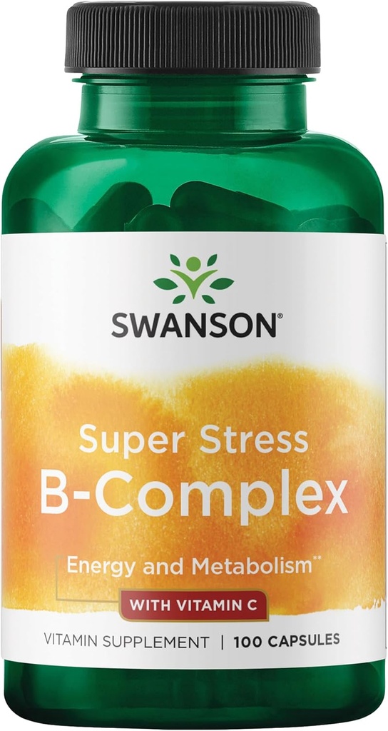 Swanson Vitamin B-Complex w/Vitamin C - Natural Supplement Promoting Stress Relief, Energy Support & Aiding Immune Health - May Support Metabolism & Nervous Health - (100 Capsules)