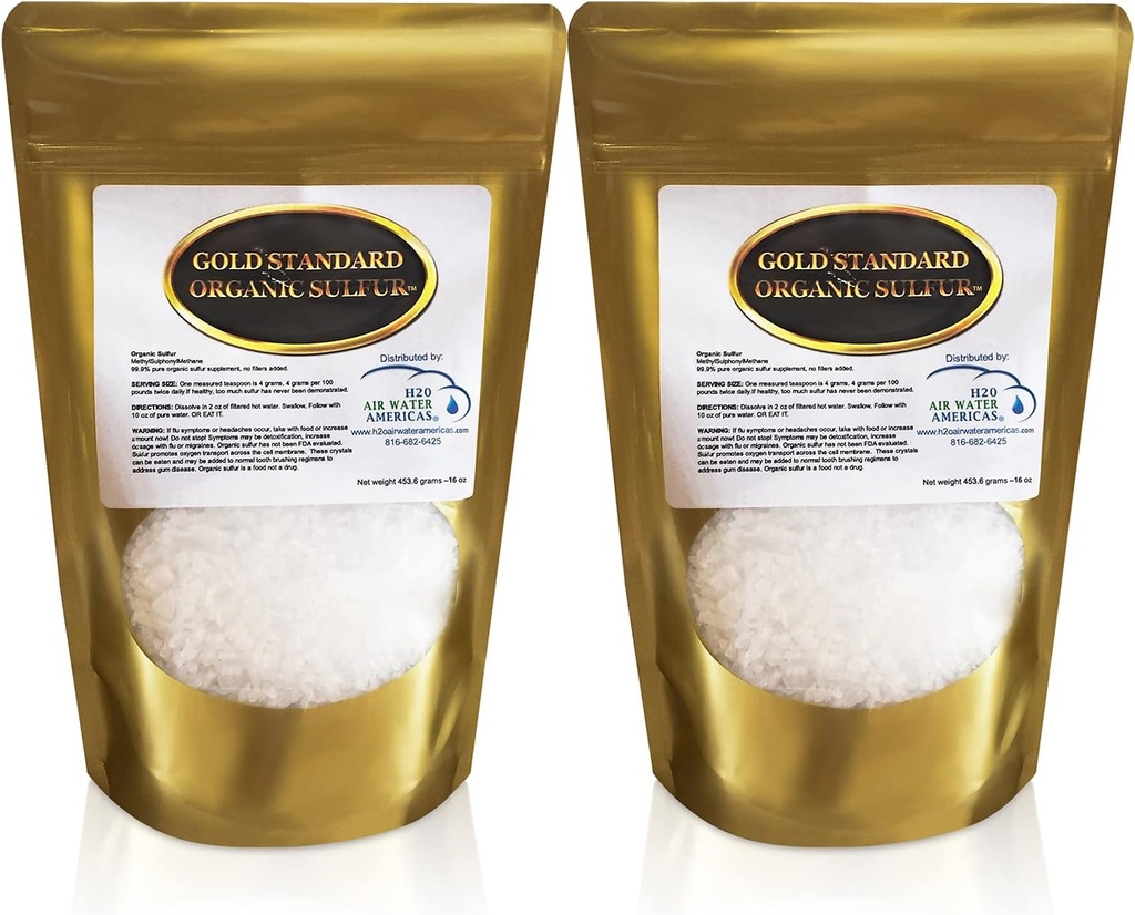 Gold Standard Organic Sulfur Crystals 2lb - 99.9% Pure MSM - High-Purity MSM Supplement Powder - Large Granular Flakes - 3rd Party Tested for Purity