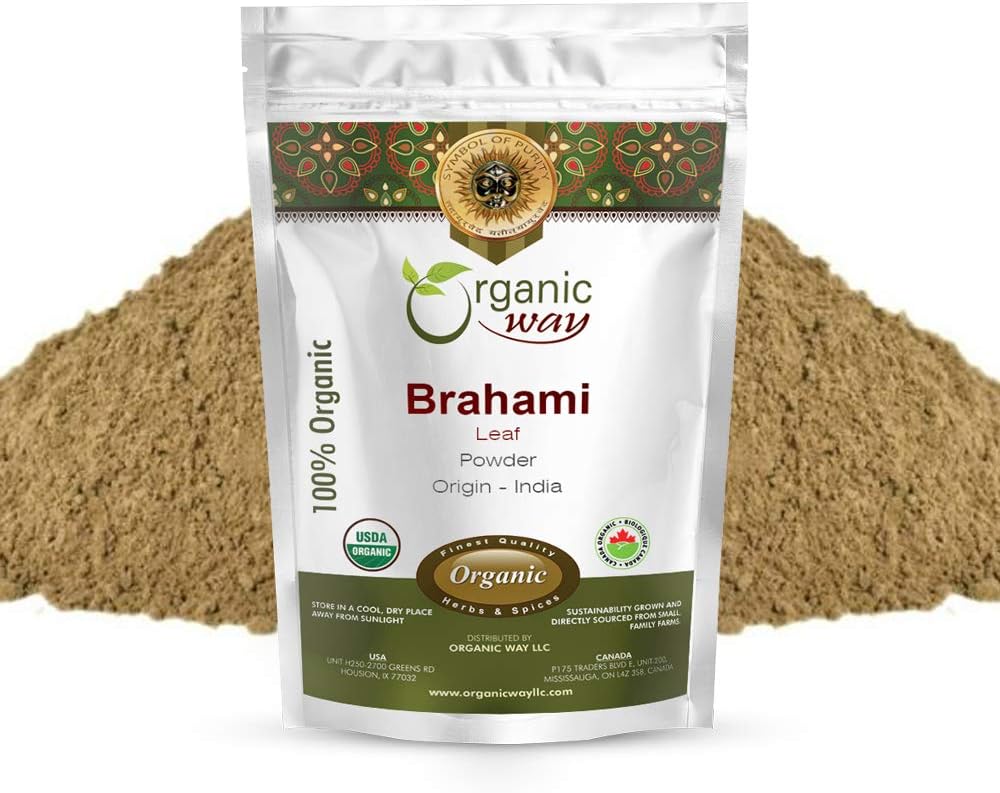 Organic Way Brahmi Leaf Powder (Bacopa Monnieri) - Organic & Kosher Certified | Raw, Vegan, Non GMO & Gluten Free | USDA Certified | Origin - India (1/4 LBS)