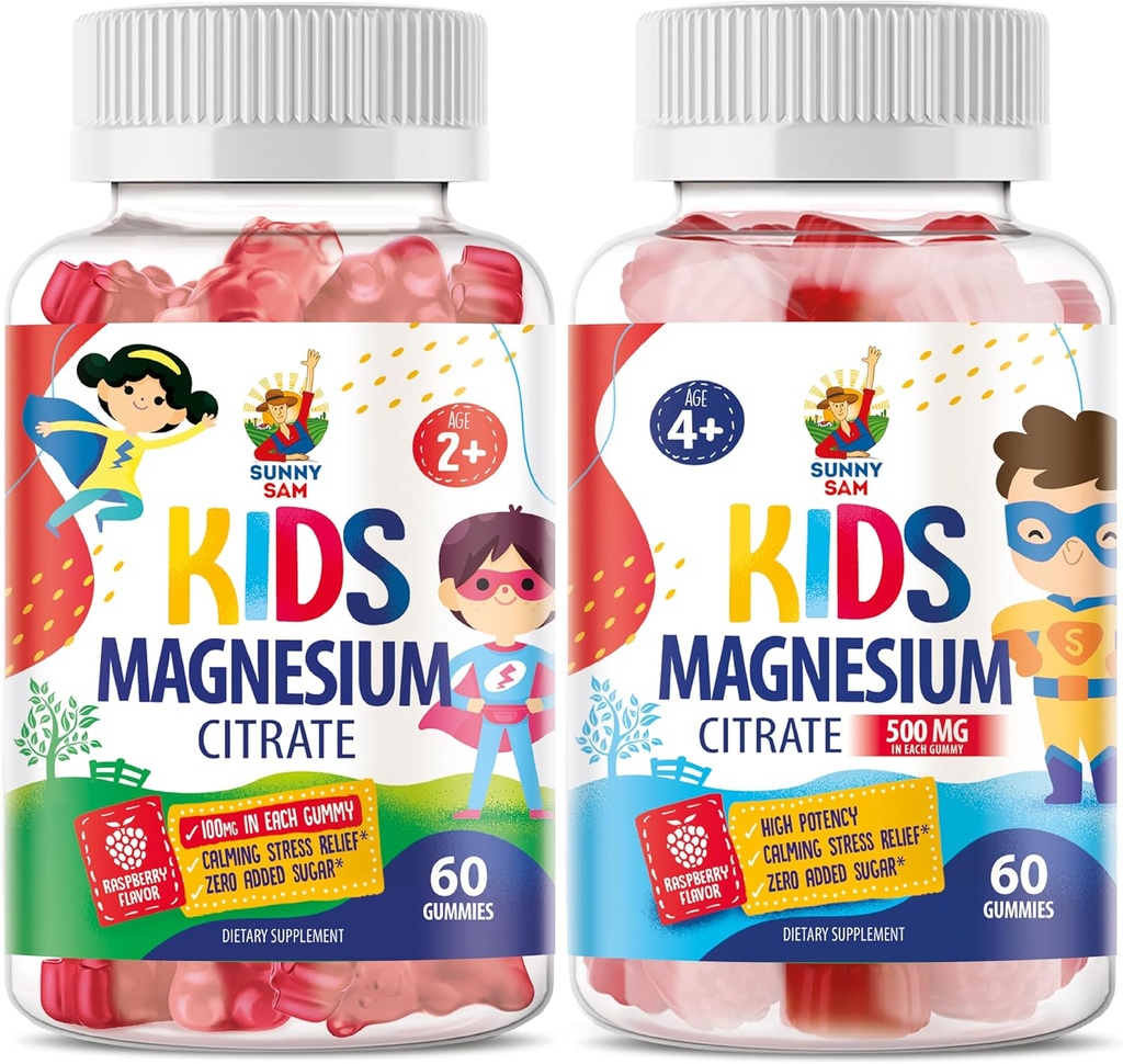 Magnesium Gummies for Kids & Adults - Calm Magnesium Chews - Magnesium Citrate Chewable Supplement for Mood & Muscle Support