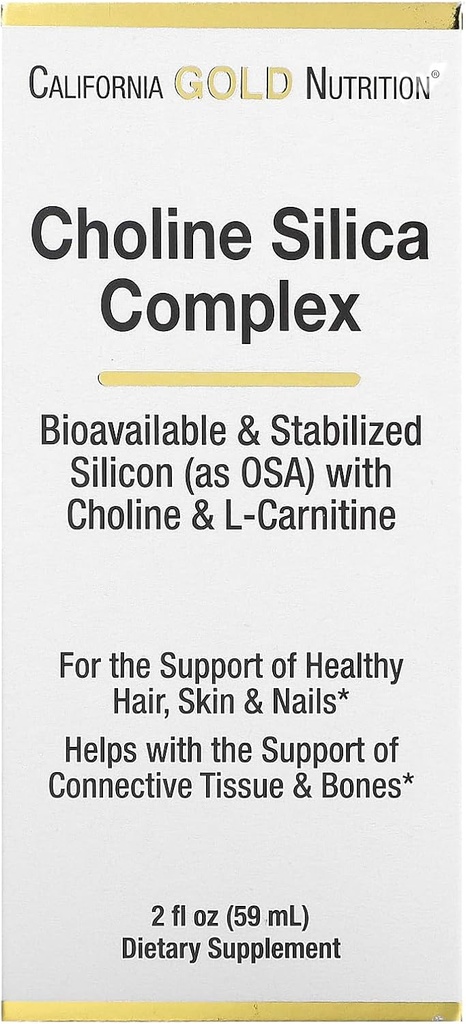 California Gold Nutrition Choline Silica Complex, Bioavailable & Stabilized Silicon with Choline & L-Carnitine, 2 fl oz (59 ml)