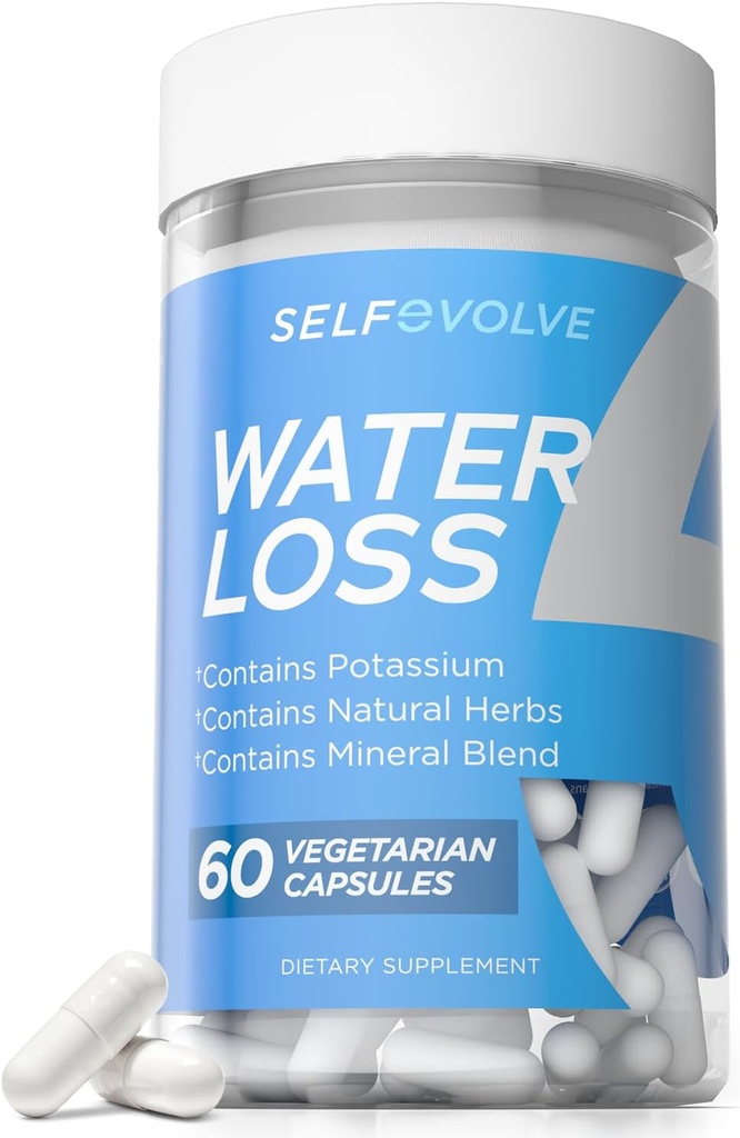 Water Loss - Natural Water Pills for Reducing Water Retention & Bloating Relief with Dandelion Extract, Potassium & 7 Natural Ingredients - 60 Veggie Capsules