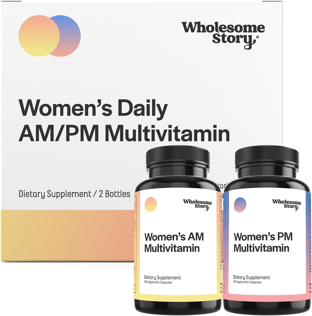 Premium Bioavailable Daily Multivitamin for Women with Iron, Folate, Calcium, Omega-3 DHA & Vitamin D | 100% of Essential Vitamins for Women | 2 Bottles | Optimized AM & PM Doses | 30 Day Supply
