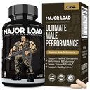 ONL Major Load Testosterone Booster for Men - Semen Volume Booster - Libido Booster for Men with Horny Goat Weed, Maca Root, Tongkat Ali - Energy, Stamina & Strength - 60 Caps, Non-GMO, Made in USA