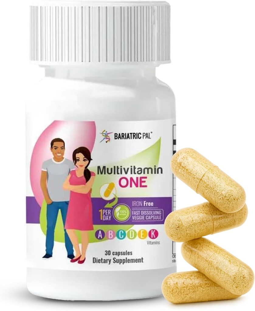 BariatricPal Multivitamin ONE 1 per Day! Bariatric Multivitamin Capsule Iron Free | Easy to Swallow Capsule | Vitamin for Bariatric Surgery Patients | 30 Count (1 Month Supply)