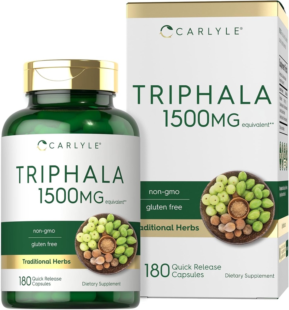 Carlyle Triphala Capsules 1500mg | 180 Count | Herbal Supplement | Non-GMO and Gluten Free