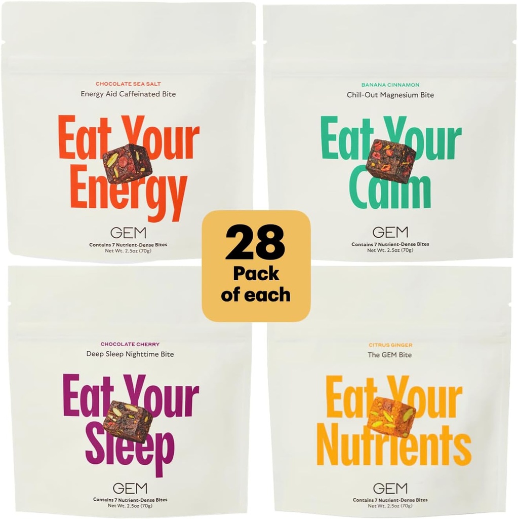 GEM Ultimate Bundle - 28 of Each: Multivitamin, Calm, Sleep, and Energy Support for Complete Functional nutrional Support, 28 Day Supply of Each