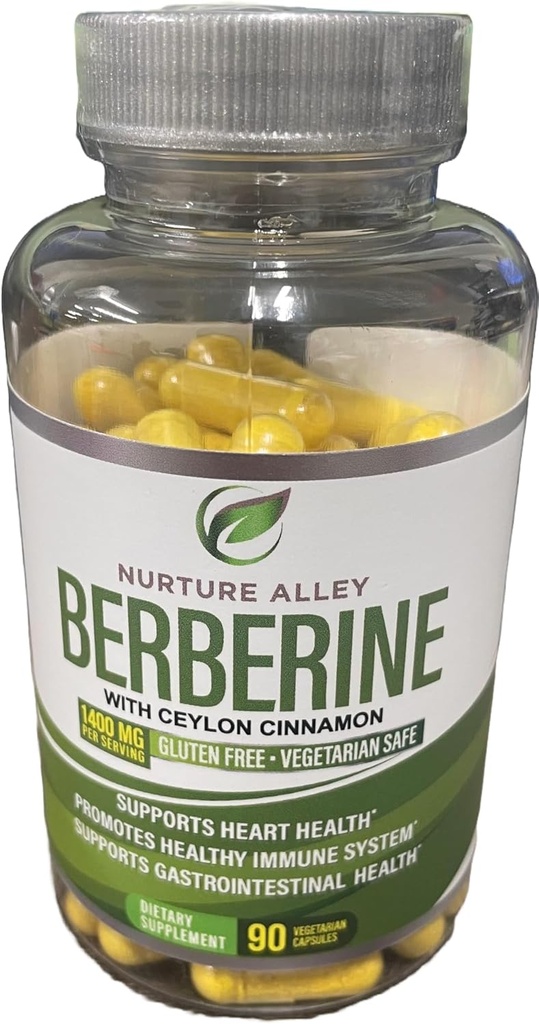 Berberine Complex - Berberine HCL 1200mg Plus Organic Ceylon Cinnamon 200mg - 90 Capsules - Supports Metabolism, Immune System - Berberine HCI Supplement